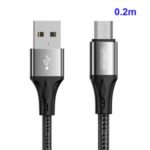 JOYROOM 0.2M Nylon Braided Micro USB Data Sync Charger Cord for Samsung Huawei Xiaomi – Black