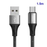 JOYROOM 1.5M Nylon Braided Micro USB Data Sync Charging Cable Cord for Samsung Huawei Xiaomi – Black
