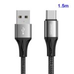 JOYROOM 1.5M Nylon Braided Type-C USB Data Sync Charger Cord for Samsung Huawei Xiaomi – Black