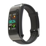 LEMONDA S2 1.08-inch Color Screen Waterproof Smart Wristband with Bluetooth Headset, Black Leather Strap – Black