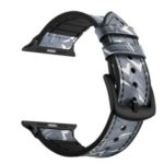Genuine Leather Coated Silicone Smart Watch Band for Apple Watch Series 5/4 40mm / Series 3/2/1 38mm – Dark Blue