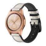 For Samsung Galaxy Watch 20mm Silicone Cowhide Leather GW-Rose Gold Style Watch Band – White