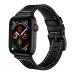 Classic Genuine Leather Watch Replacement Strap for Apple Watch Series 5 4 40mm / Series 3 2 1 38mm – Black