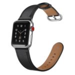 Round Tail Genuine Leather Watch Band Strap for Apple Watch Series 5/4 44mm / Series 3/2/1 42mm – Black