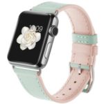Women Style Genuine Leather Watch Band Strap for Apple Watch Series 5 4 44mm / Series 3 2 1 42mm – Green/Pink