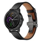 Top-layer Cowhide Leather Genuine Leather Watch Strap Replacement for Garmin Vivoactive 3 / Vivomove HR – Black+Black