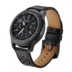 Holes Decor Genuine Leather Smart Watch Band for Samsung Gear S3 Classic/Frontier – Black