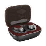 ES02 TWS Bluetooth 5.0 Earphones with OLED Screen Wireless HiFi Headset with Charging Box – Red
