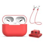 Silicone Case with Strap+Fixed Part for Apple AirPods Pro – Red