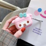 Cartoon Animal Shape Silicone Earphones Case with Hook for Apple AirPods Pro – Pink