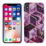 Geometric Splicing Marble Pattern IMD TPU Cover for iPhone XS Max 6.5 inch – Dark Purple