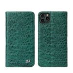 Crocodile Texture Cowhide Leather Wallet Phone Case for Apple iPhone 11 Pro Max 6.5 inch – Green