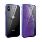 Blue Devil Series for iPhone X/XS 5.8 inch Metal Frame + Double-sided Tempered Glass Anti-blue-ray Shell – Blue