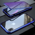 For iPhone XR 6.1 inch Blue Devil Series Metal Frame + Double-sided Tempered Glass Anti-blue-ray Shell – Blue