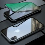 Eyes-caring Magnetic Metal Frame + Tempered Glass Protective Case for iPhone XR 6.1 inch – Black