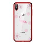 SULADA Diamond Decor Water Transfer Printing Electroplating PC Shell for iPhone XS Max 6.5 inch – Red