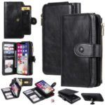 Multi-functional Retro Leather Wallet Case for iPhone XS/X 5.8 inch – Black