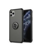 Semitransparent Matte Texture Ring Holder Kickstand TPU+Acrylic Phone Shell for iPhone 11 Pro Max 6.5-inch – Black+Black