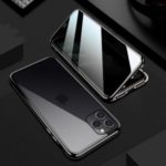 R-JUST Anti-peep Magnetic Installation Metal Frame + Tempered Glass Phone Casing for iPhone 11 Pro 5.8-inch – Black