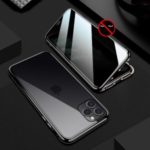 R-JUST Anti-peep Magnetic Installation Metal Frame + Tempered Glass Alll-round Protective Phone Case for iPhone 11 Pro Max 6.5-inch – Black