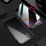 R-JUST Anti-peep Magnetic Installation Metal Frame + Tempered Glass Alll-round Protective Phone Case for iPhone 11 6.1-inch – Black