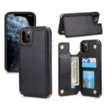 PU Leather Coated PC Phone Case with Card Holder for Apple iPhone 11 Pro 5.8 inch – Black