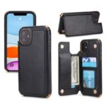 PU Leather Coated PC Phone Cover with Card Holder for Apple iPhone 11 6.1 inch – Black