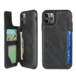 Button Flip PU Leather PC Wallet Kickstand Phone Shell with Lanyard for iPhone 11 Pro Max 6.5-inch – Black