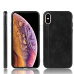 Leather Coated PC + TPU Hybrid Phone Shell Cover for iPhone XS / X 5.8-inch – Black