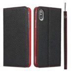 Litchi Texture Genuine Leather Hard PC Case for iPhone XS Max 6.5 inch – Black