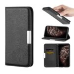 Litchi Skin Leather Stand Case with Card Slots for iPhone 11 Pro Max 6.5 inch – Black