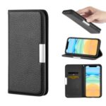 Litchi Skin Leather Stand Case with Card Slots for iPhone 11 6.1 inch – Black