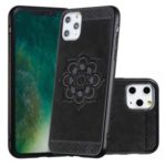 Imprint Rose Mandala Leather Coated PC + TPU Hybrid Case for iPhone 11 Pro Max 6.5 inch – Black