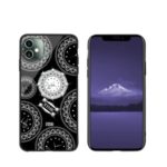 NXE TIME Series Clock Pattern Printing Rhinestone Decor Tempered Glass TPU Combo Case for iPhone 11 6.1 inch – Black
