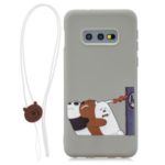 For Samsung Galaxy S10e Candy Color TPU Printing Case+Silicone Strap – Grey/Three Bears