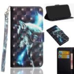 Light Spot Decor Printing Leather Wallet Case with Strap for Samsung Galaxy A71 – Wolf