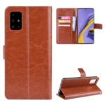 Crazy Horse Skin Wallet Leather Stand Case for Samsung Galaxy A51 – Brown