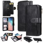 Multi-functional Retro Leather Wallet Case Covering for Samsung Galaxy S10 – Black