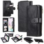 Multi-functional Retro Leather Wallet Case with Stand for Samsung Galaxy Note 10 Plus 5G/Note 10 Plus – Black