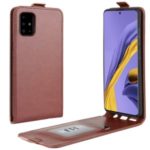 Crazy Horse Style Vertical Leather Case with Card Slot for Samsung Galaxy A51 – Brown