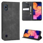 Silky Touch Leather Wallet Shell Case for Samsung Galaxy A10 – Black