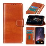 Crazy Horse Leather Wallet Cell Phone Case for Samsung Galaxy S11 Plus 6.9 inch – Brown