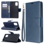 Solid Color PU Leather Wallet Stand Phone Casing for Samsung Galaxy A71 – Dark Blue