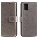 Imprint Flower Leather Wallet Phone Casing for Samsung Galaxy A51 – Grey