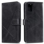 Rhombus Pattern Wallet Stand Leather Phone Cover Casing with Strap for Samsung Galaxy A51 – Black