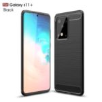 Shockproof Carbon Fiber Texture Brushed TPU Back Case for Samsung Galaxy S11 Plus – Black