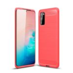 Carbon Fibre Brushed TPU Casing for Samsung Galaxy S11e 6.4 inch – Red