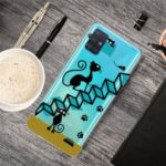 Pattern Printing IMD TPU Clear Phone Shell for Samsung Galaxy A51 – Black Cat