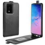 Crazy Horse Vertical Leather Card Holder Case for Samsung Galaxy S11 Plus – Black