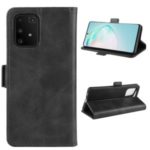 Magnet Adsorption Leather Wallet Phone Stand Case for Samsung Galaxy A91/M80s/S10 Lite – Black